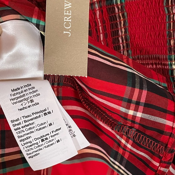 J. Crew NWT Christmas Plaid Midi Dress M Smocked Puff Sleeve Good Tidings $148 - Picture 11 of 17